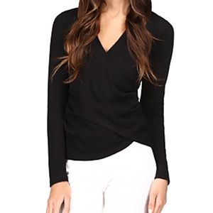 MICHAEL Michael Kors Waffle Wrap Long Sleeve Top in Black